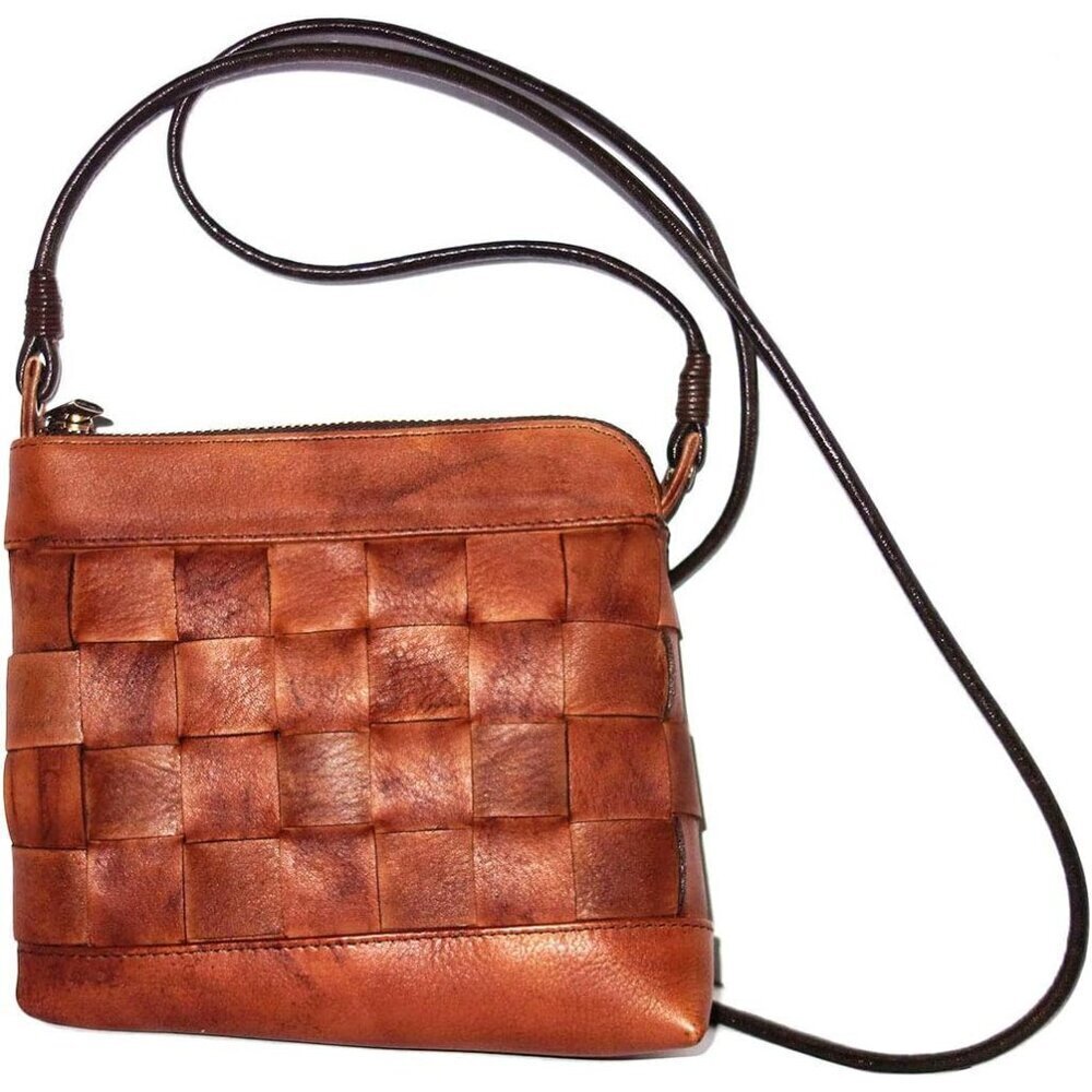 Leather Crossbody Bag Women Vintage Tan Small Purse with Pockets